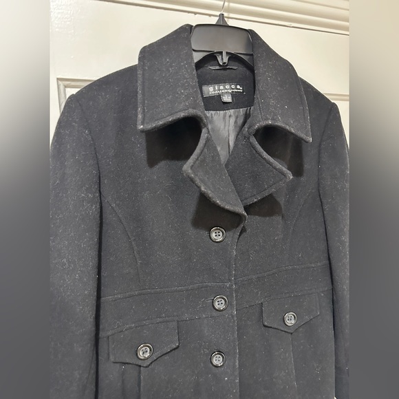 Giacca a gallery company women black wool blend button down pea coat - Picture 7 of 14